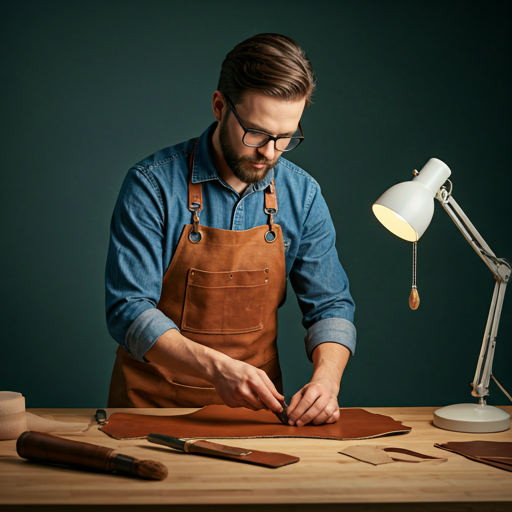Craftsman working on leather